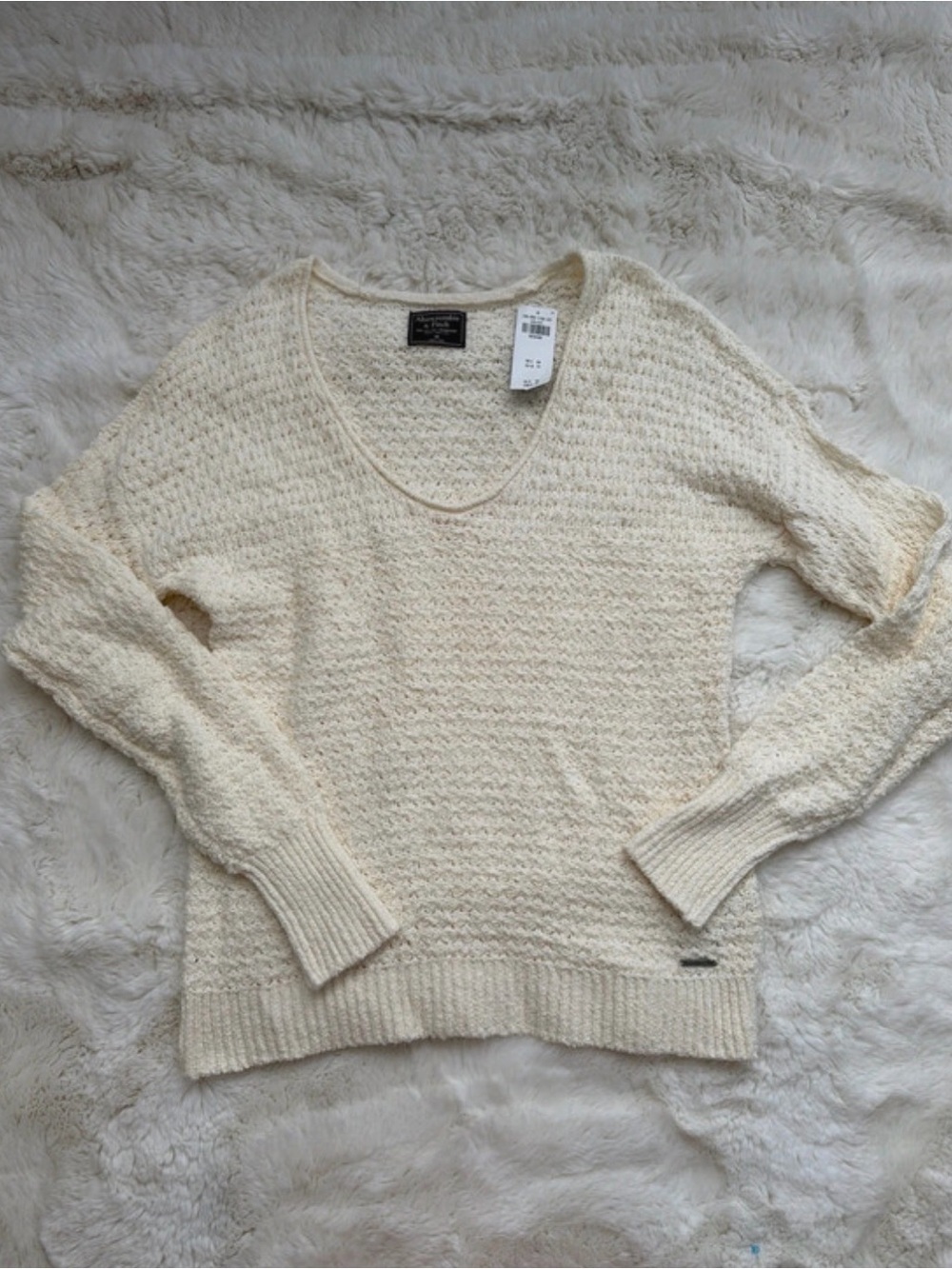 Abercrombie & Fitch Cream V-Neck Knit Sweater